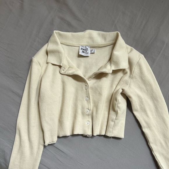 Princess Polly Cream Button Down Shirt - Picture 2 of 3